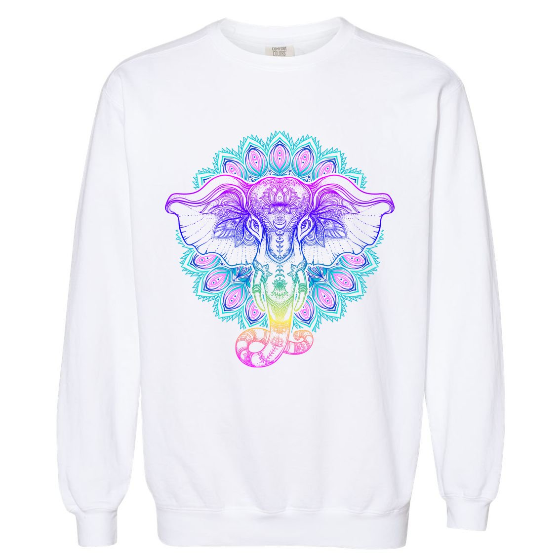 Yoga Elephant Aesthetic Ornate Stylized Garment-Dyed Sweatshirt