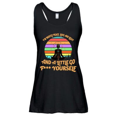 Yoga I'm Mostly Peace Love and Light and a A Little Go F Yourself Ladies Essential Flowy Tank