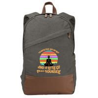 Yoga I'm Mostly Peace Love and Light and a A Little Go F Yourself Cotton Canvas Backpack