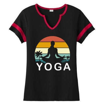 Yoga In Paradise Sunset Retro Vibes Ladies Halftime Notch Neck Tee