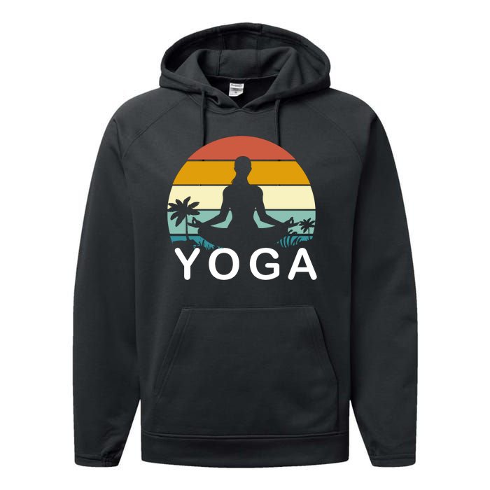 Yoga In Paradise Sunset Retro Vibes Performance Fleece Hoodie