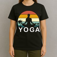 Yoga In Paradise Sunset Retro Vibes T-Shirt