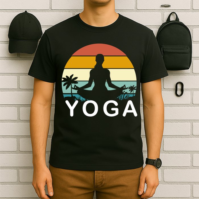 Yoga In Paradise Sunset Retro Vibes T-Shirt