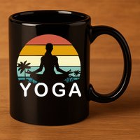 Yoga In Paradise Sunset Retro Vibes 11oz C Handle Ceramic Mug