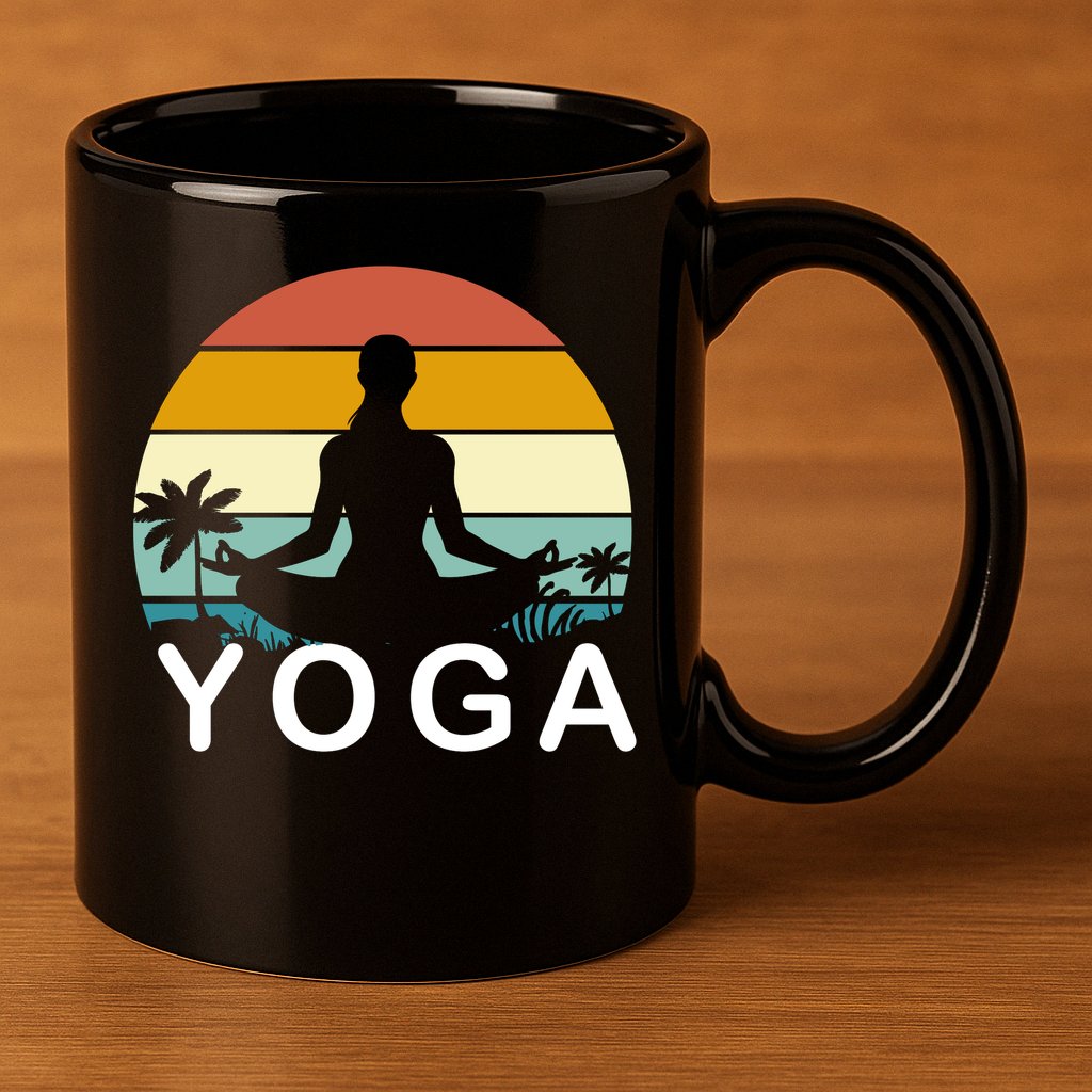 Yoga In Paradise Sunset Retro Vibes 11oz C Handle Ceramic Mug