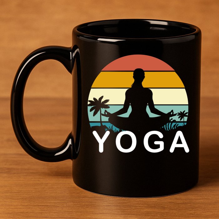 Yoga In Paradise Sunset Retro Vibes 11oz C Handle Ceramic Mug