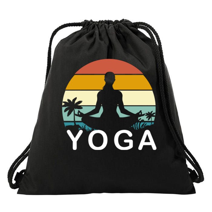 Yoga In Paradise Sunset Retro Vibes Drawstring Bag