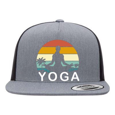 Yoga In Paradise Sunset Retro Vibes Flat Bill Trucker Hat