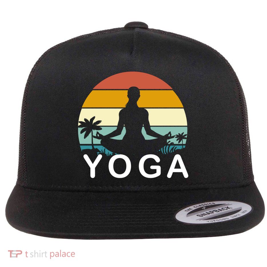 Yoga In Paradise Sunset Retro Vibes Flatbill Hat