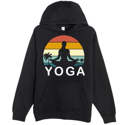 Yoga In Paradise Sunset Retro Vibes Premium Pullover Hoodie
