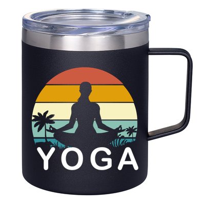 Yoga In Paradise Sunset Retro Vibes 12oz Stainless Steel Coffee Mug
