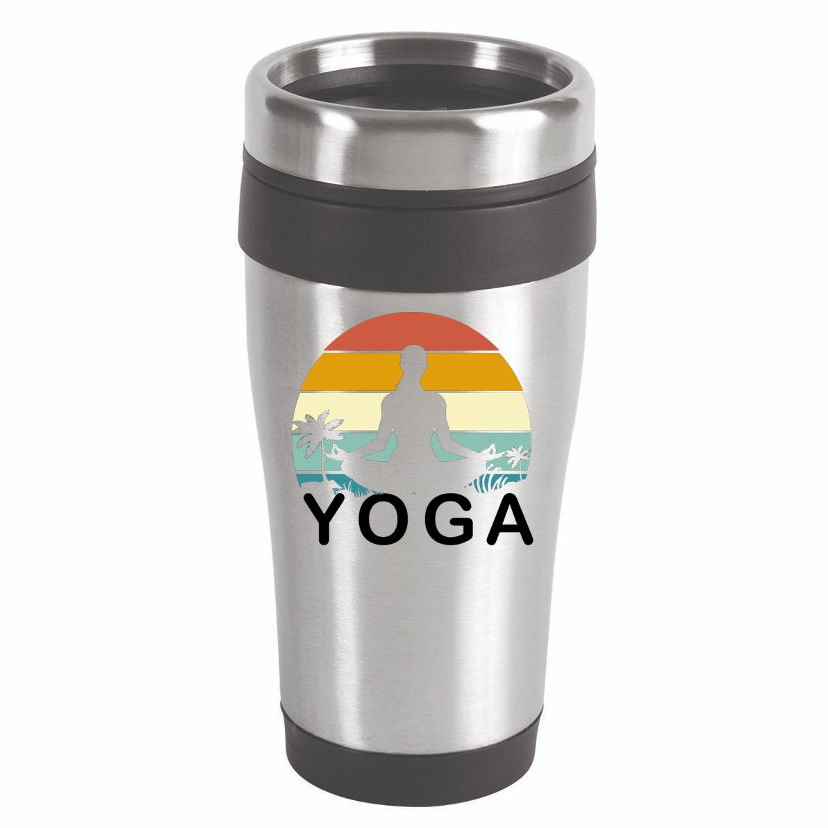 Yoga In Paradise Sunset Retro Vibes 16oz Travel Tumbler