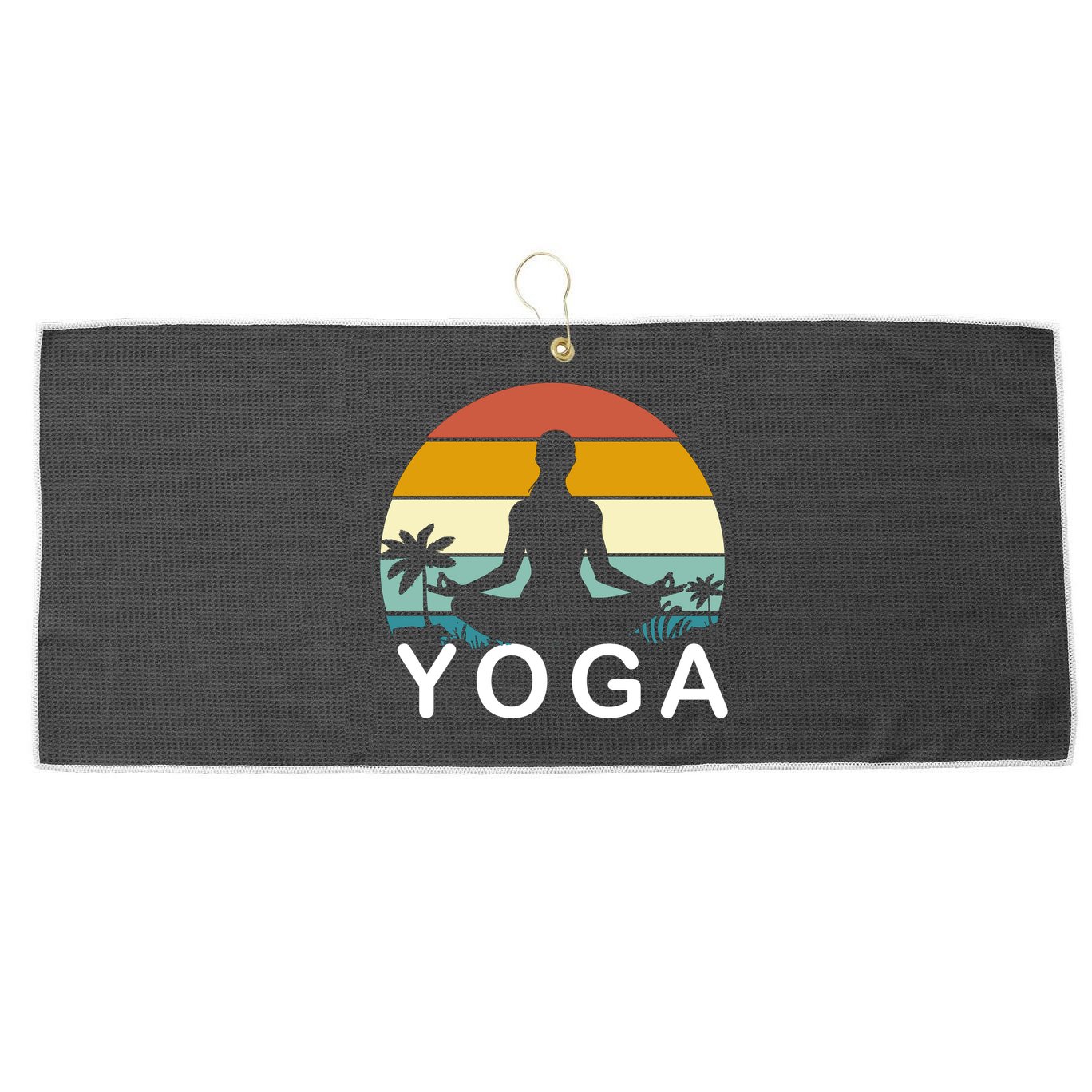 Yoga In Paradise Sunset Retro Vibes Large Microfiber Waffle Golf Towel