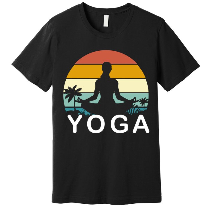 Yoga In Paradise Sunset Retro Vibes Premium T-Shirt