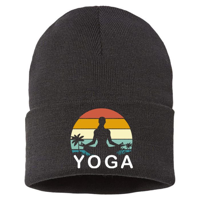 Yoga In Paradise Sunset Retro Vibes Sustainable Knit Beanie