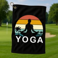 Yoga In Paradise Sunset Retro Vibes Golf Towel