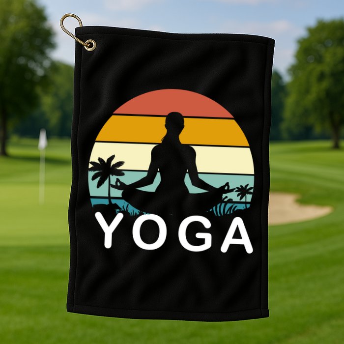 Yoga In Paradise Sunset Retro Vibes Golf Towel