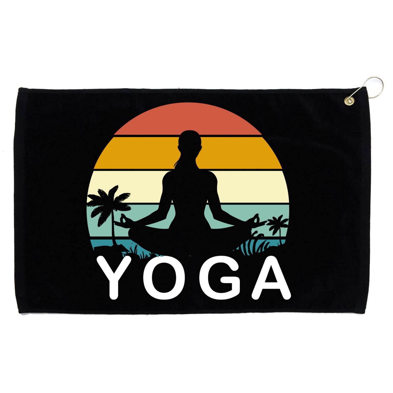 Yoga In Paradise Sunset Retro Vibes Grommeted Golf Towel