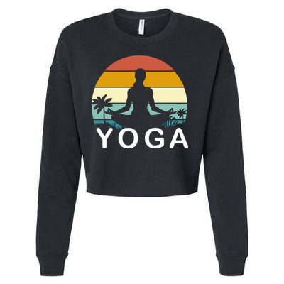 Yoga In Paradise Sunset Retro Vibes Cropped Pullover Crew