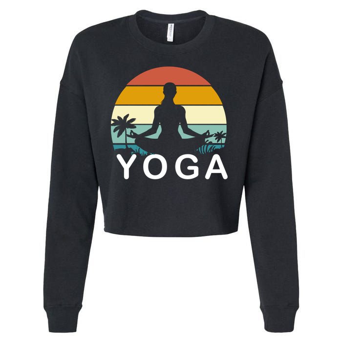 Yoga In Paradise Sunset Retro Vibes Cropped Pullover Crew