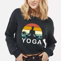 Yoga In Paradise Sunset Retro Vibes Cropped Pullover Crew