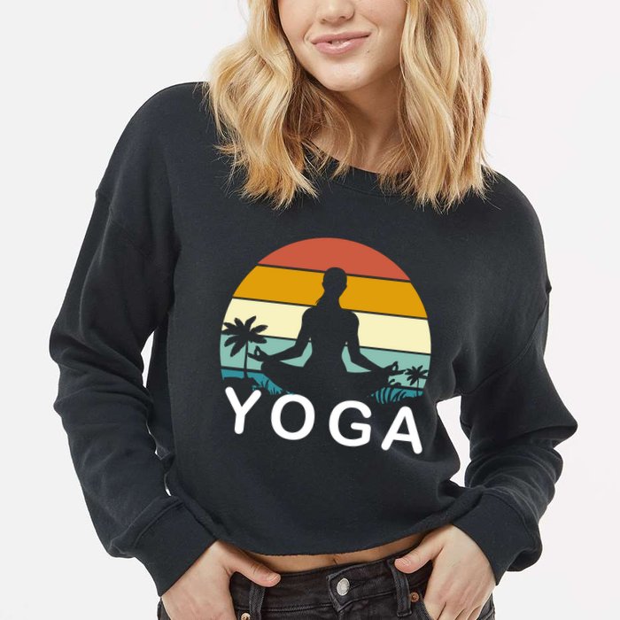 Yoga In Paradise Sunset Retro Vibes Cropped Pullover Crew