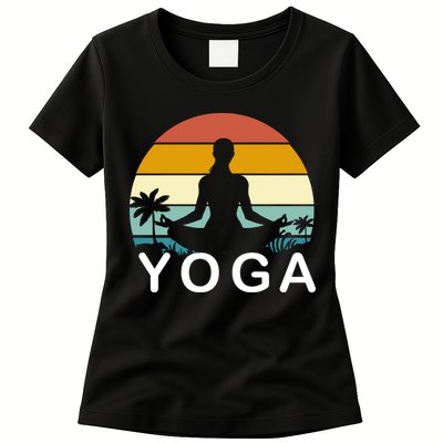 Yoga In Paradise Sunset Retro Vibes Womens T-Shirt