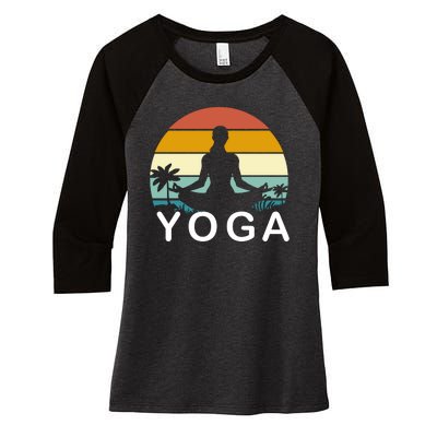 Yoga In Paradise Sunset Retro Vibes Women's Tri-Blend 3/4-Sleeve Raglan Shirt