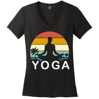 Yoga In Paradise Sunset Retro Vibes Women's V-Neck T-Shirt