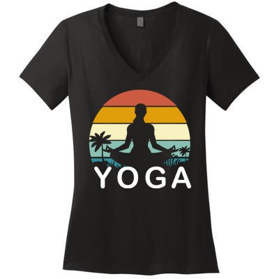 Yoga In Paradise Sunset Retro Vibes Women's V-Neck T-Shirt