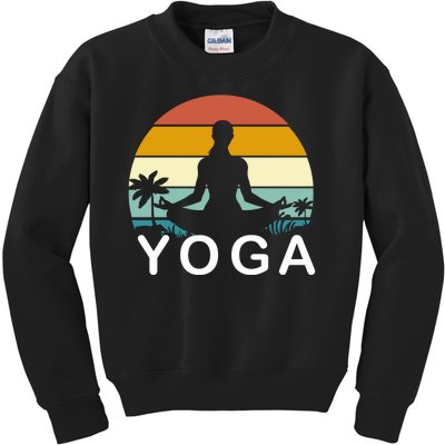 Yoga In Paradise Sunset Retro Vibes Kids Sweatshirt