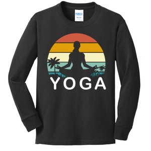 Yoga In Paradise Sunset Retro Vibes Kids Long Sleeve Shirt