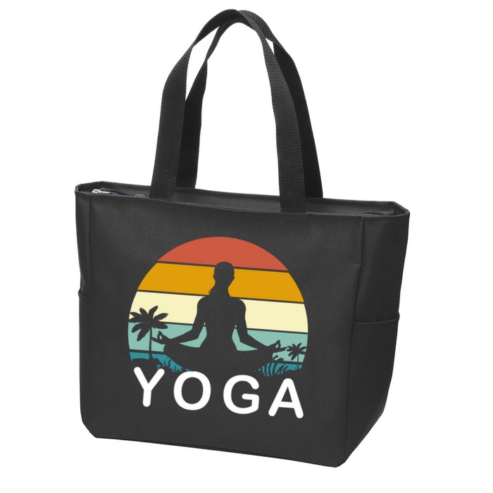 Yoga In Paradise Sunset Retro Vibes Zip Tote Bag
