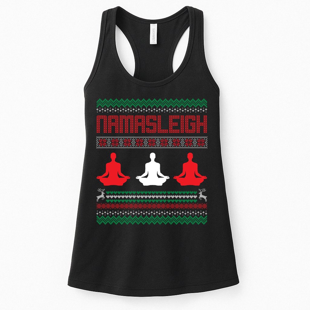 Yoga Namasleigh Ugly Christmas Sweater Womens Tank Top