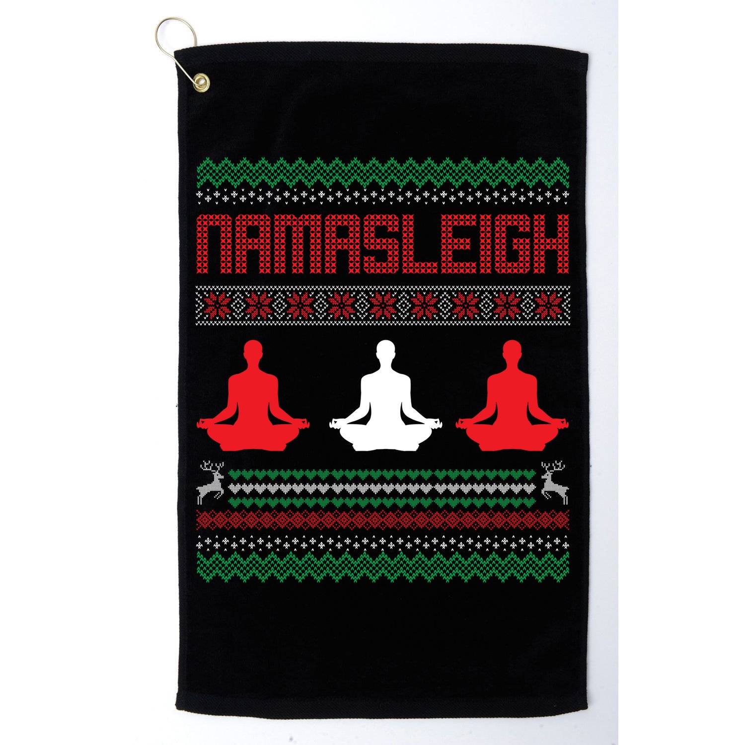 Yoga Namasleigh Ugly Christmas Sweater Golf Towel
