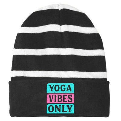 Yoga Vibes Only Striped Beanie with Solid Band