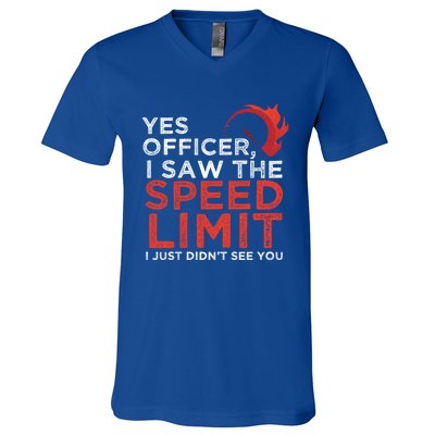 Yes Officer I Saw The Speed Limit Car Funny Enthusiast Gift V-Neck T-Shirt