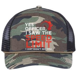 Yes Officer I Saw The Speed Limit Car Funny Enthusiast Gift Cute Gift Retro Rope Trucker Hat Cap