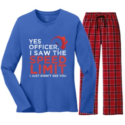 Yes Officer I Saw The Speed Limit Car Funny Enthusiast Gift Women's Long Sleeve Flannel Pajama Set 