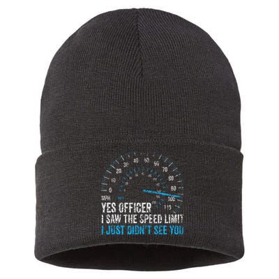 Yes Officer I Saw The Speed Limit Car Racing Sayings Sustainable Knit Beanie