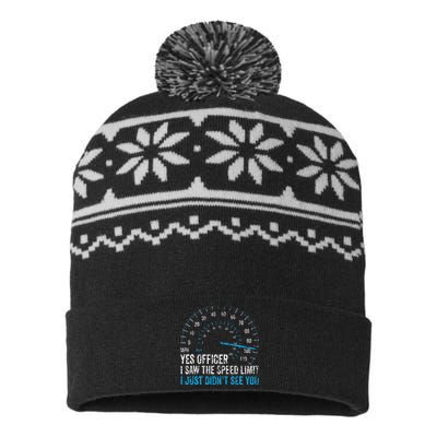 Yes Officer I Saw The Speed Limit Car Racing Sayings USA-Made Snowflake Beanie