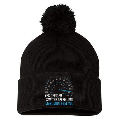 Yes Officer I Saw The Speed Limit Car Racing Sayings Pom Pom 12in Knit Beanie