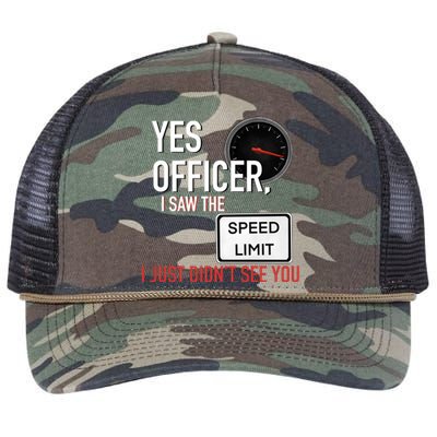 Yes Officer I Saw The Speed Limit I Just Didn't See You Retro Rope Trucker Hat Cap