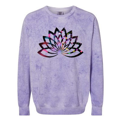 Yoga Outfit Lotus Flower Colorful Lights Meditation New Age Gift Colorblast Crewneck Sweatshirt