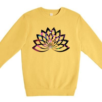 Yoga Outfit Lotus Flower Colorful Lights Meditation New Age Gift Premium Crewneck Sweatshirt