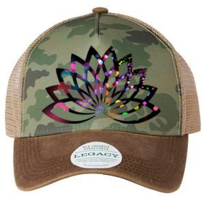 Yoga Outfit Lotus Flower Colorful Lights Meditation New Age Gift Legacy Tie Dye Trucker Hat