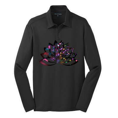 Yoga Outfit Lotus Flower Colorful Lights Meditation New Age Gift Silk Touch Performance Long Sleeve Polo