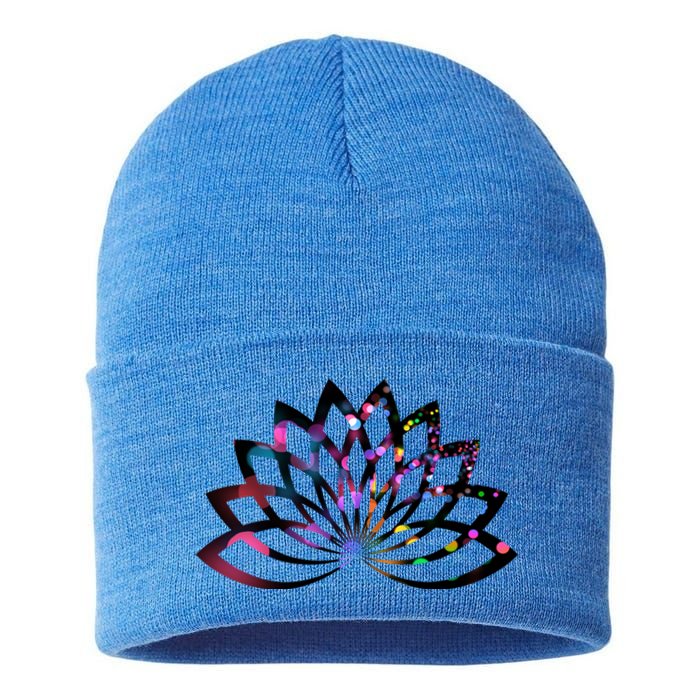 Yoga Outfit Lotus Flower Colorful Lights Meditation New Age Gift Sustainable Knit Beanie