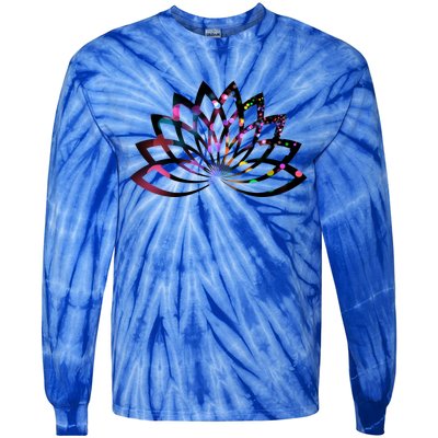 Yoga Outfit Lotus Flower Colorful Lights Meditation New Age Gift Tie-Dye Long Sleeve Shirt