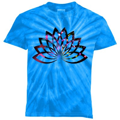 Yoga Outfit Lotus Flower Colorful Lights Meditation New Age Gift Kids Tie-Dye T-Shirt